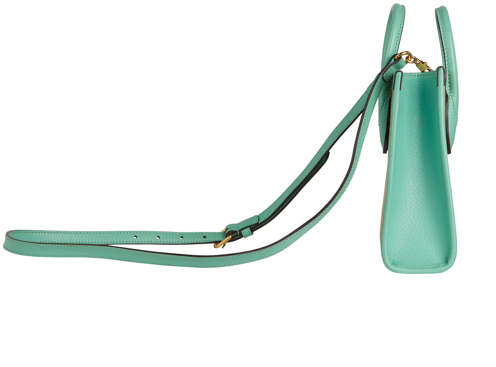 Mini Top Handle, &pound;510, Handbags, Cream/Green, Canvas/Leather, Side view
